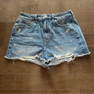American‎ Eagle Mom Shorts Flower Embroidered Boho Girly Size 4